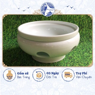 Bát sứ hâm nóng thức ăn men trắng sang trọng lịch sự - Gốm sứ Bát Tràng chính hãng