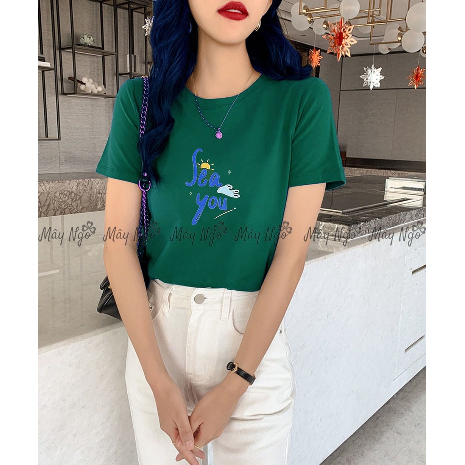 Áo thun thái in chữ xinh xắn thun mềm mịn vải mát