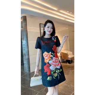 ĐẦM SUÔNG LỤA IN HOA 3D - YB221208