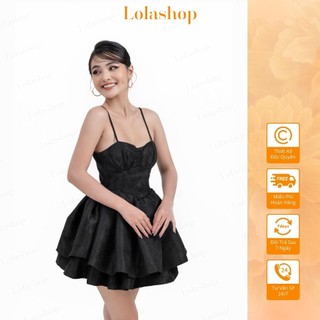 Đầm xoè hai dây lily dress chính hãng lola shop màu đen.
