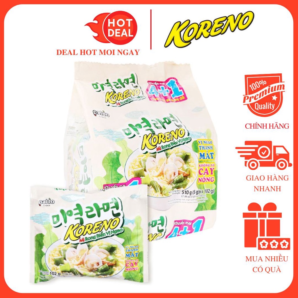 Mì Koreno Rong Biển Vị Ngao (102G x 4 Gói)
