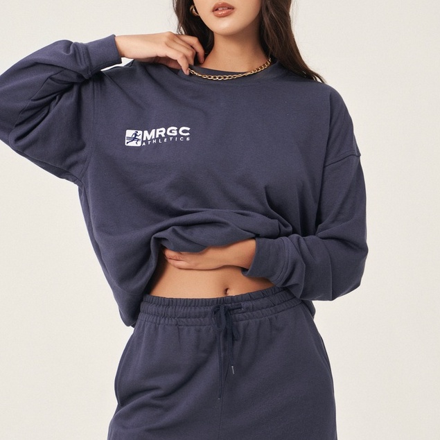 Set bộ nỉ sweater MRGC Athletics 02 Mia Ritta A2118 Q391 áo hoodie dài tay và quần short phong cách thể thao