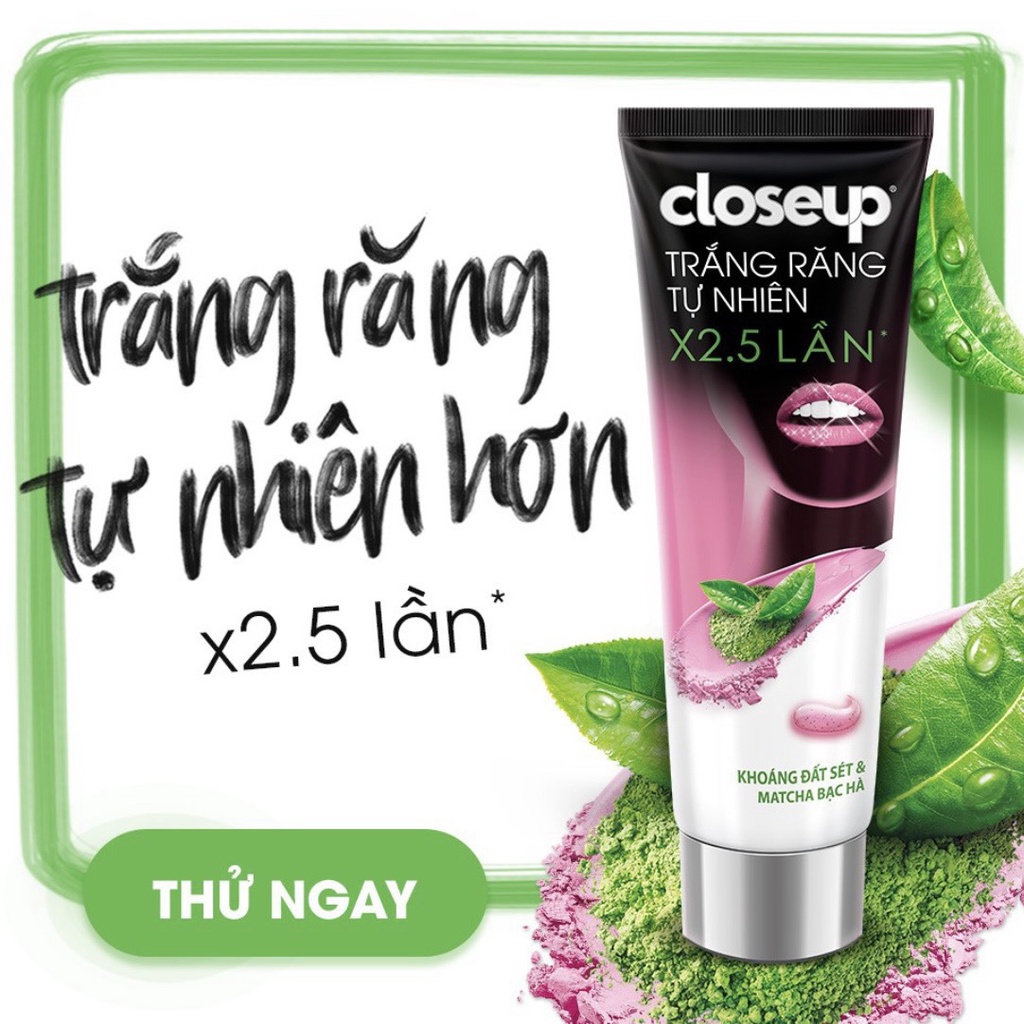 Kem Đánh Răng Closeup Giúp Làm Trắng Răng Tự Nhiên X2.5 Lần Với Khoáng Đất Sét Và Matcha Bạc Hà 230G/Tuýp
