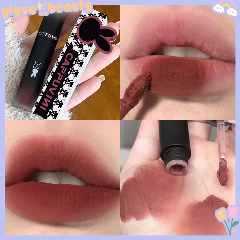 Son Bóng Dạng Lỏng Dưỡng Ẩm Lâu Trôi Quyến Rũ Thiết Kế Vỏ Màu Đen Phong Cách Hàn Quốc