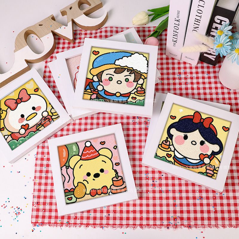 DISNEY Bộ Tranh Đính Đá Tự Làm Hình Gấu Winnie Hoạt Hình Cho Bé