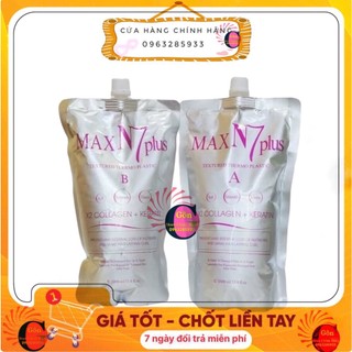 Chính hãng - cặp uốn tóc max n7 plus collagen keratin 1000ml *2