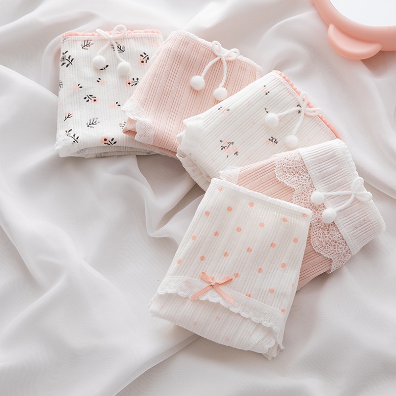 Quần lót nữ hoạ tiết hình hoa dễ thương chất liệu gân tăm cao cấo 321