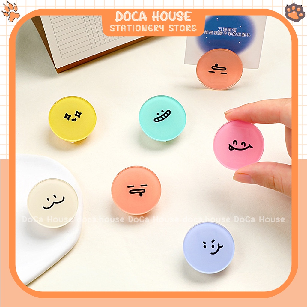 Kẹp Giấy Note Mini Bằng Nhựa Acrylic Họa Tiết Biểu Tượng Cảm Xúc Dễ Thương