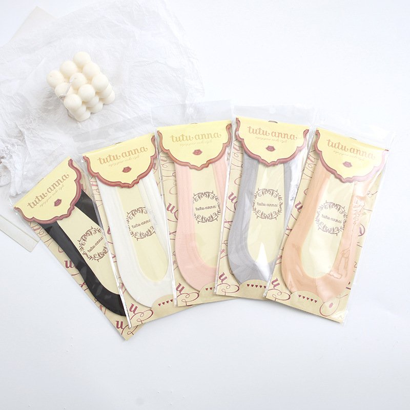 Tất nữ lụa cổ ngắn chống trượt HLBOUTIQUE, Vớ cổ thấp co dãn thoải mái, chất mềm mịn T1901