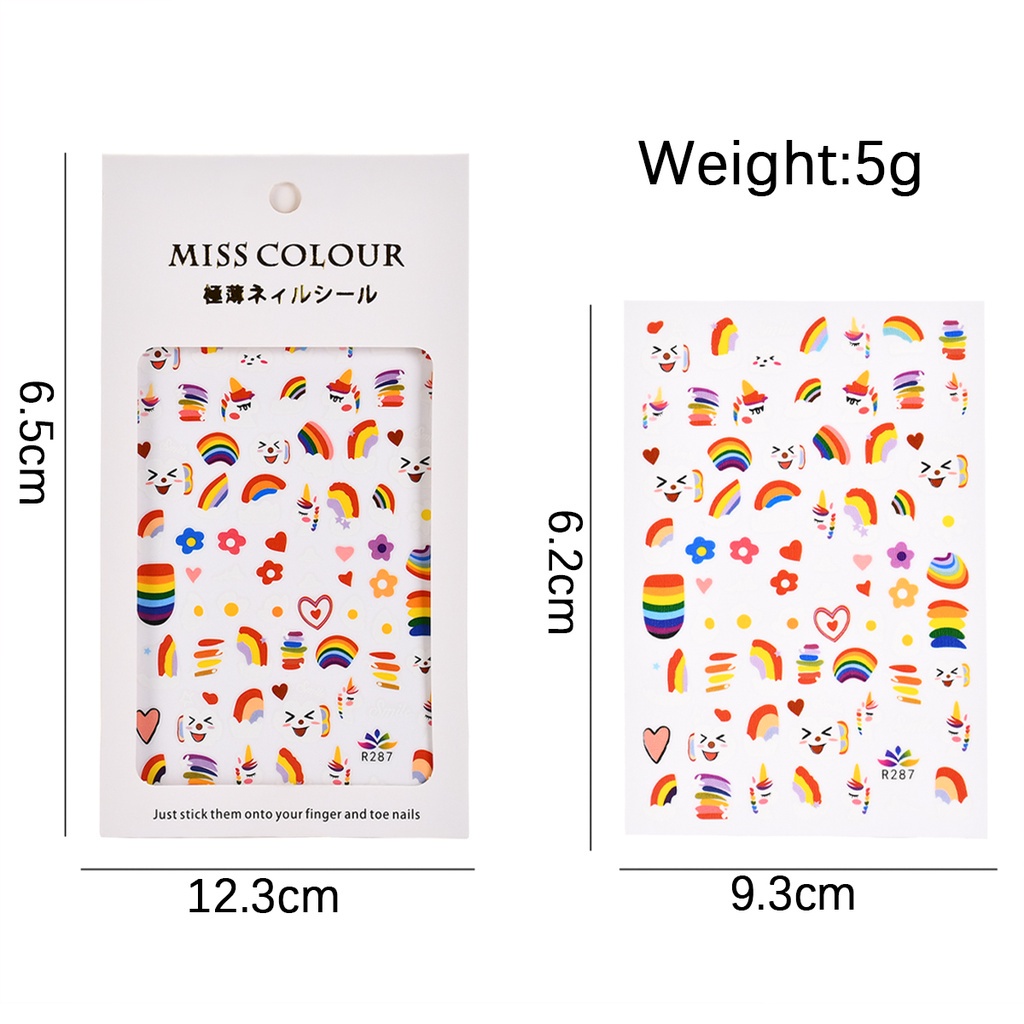 Miếng Dán Trang Trí Móng Tay Màu Cầu Vồng Xinh Xắn JP5