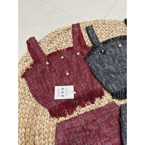 Set dạ áo 2 dây nút + chân váy dài - CarotShop