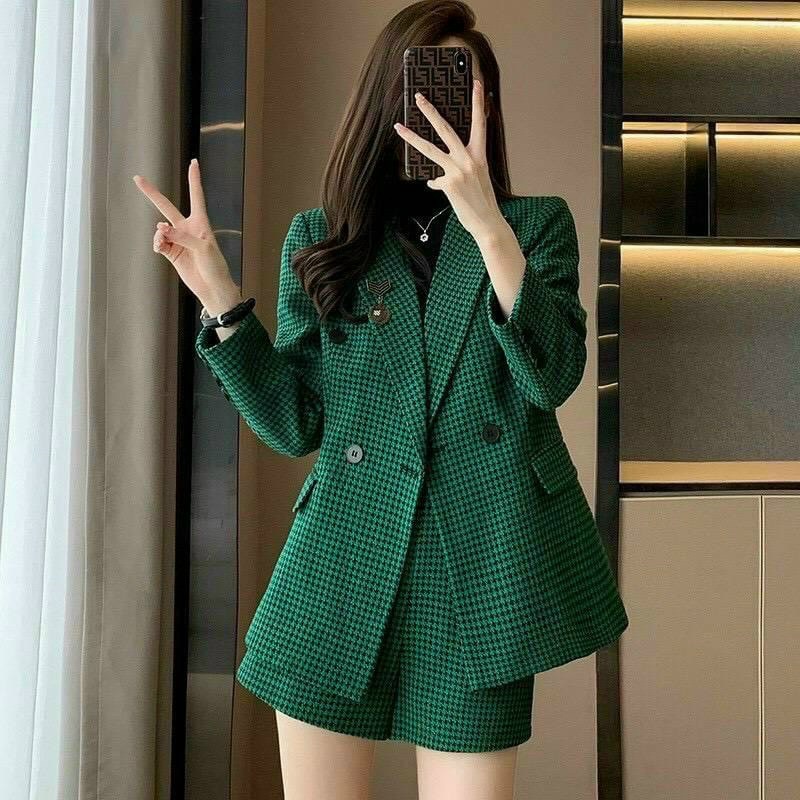 Set đồ nữ đi chơi cá tính, set đồ nữ 2 món quần short cá tính kèm áo giả vest phong cách hàn quốc cực sang