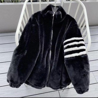 [FREE SHIP] Áo Khoác Thom Lông Cừu Dày Dặn Phối Kẻ Sọc Tay Phong Cách Trẻ Trung Năng Động Fom Nam Nữ Trend
