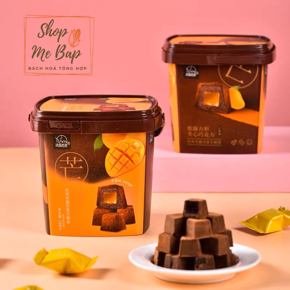 Bánh Nama Socola 408g - Sôcôla Tươi Nhân Trái Cây - Socola Đen Truffle hộp Vuông