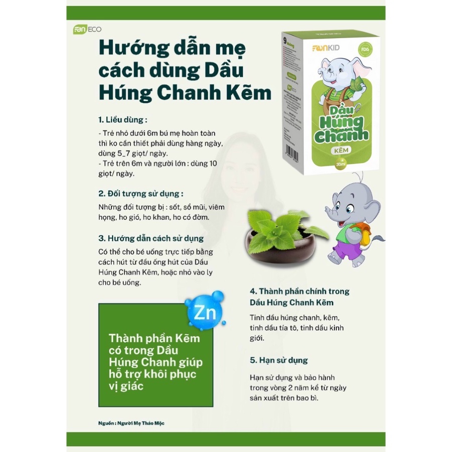 Dầu Húng Chanh Kẽm - 30ml