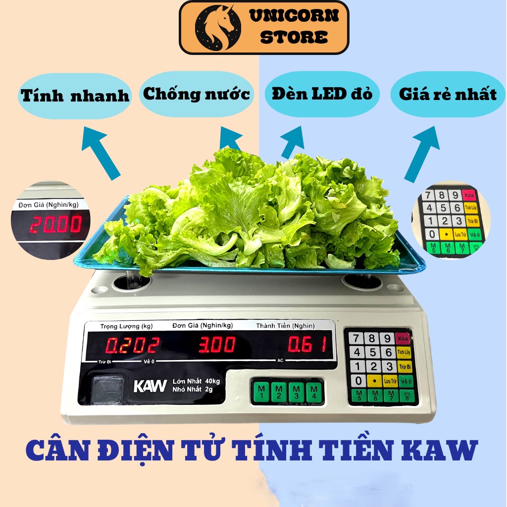 Cân Điện Tử nhà bếp - Cân điện tử tính tiền 40kg - Tính tiền nhanh - Dễ sử dụng - Uy tín chất lượng