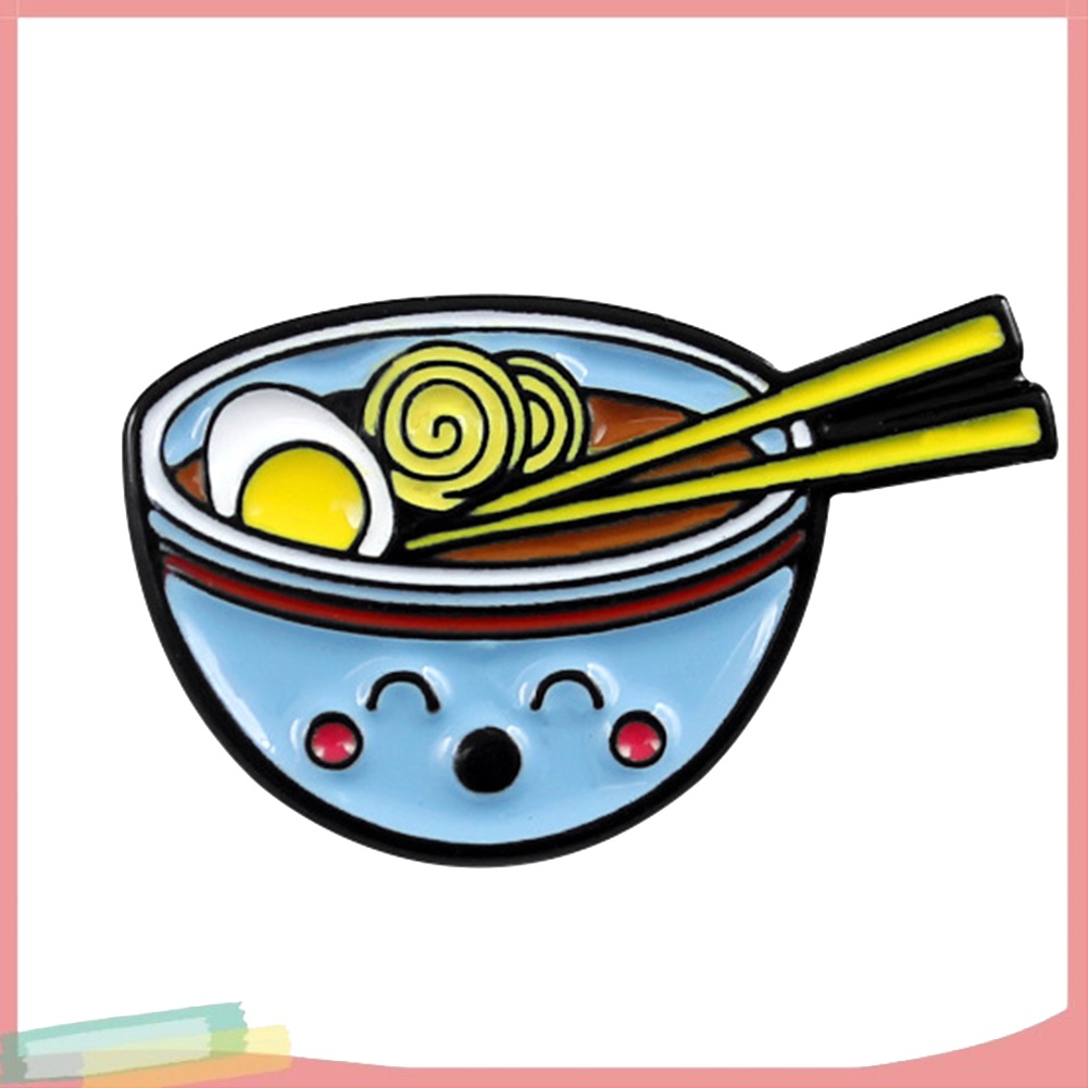 【LK】Cute Cartoon Noodles Bowl Enamel Brooch Pin Denim Backpack Badge Gift
