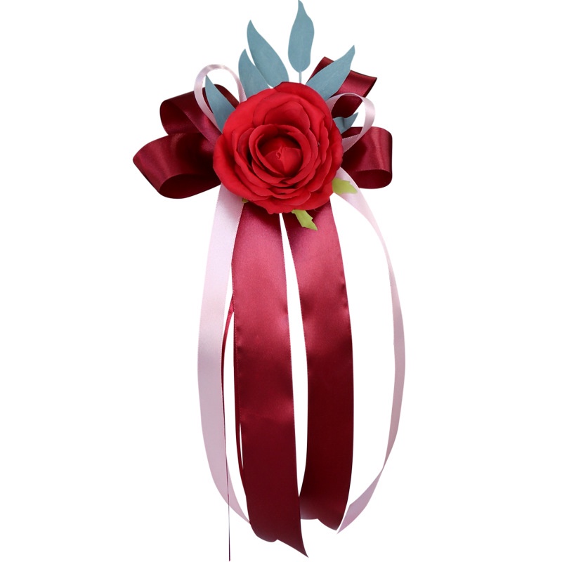 Dây Ruy Băng Thắt Nút Hình Hoa Hồng Trang Trí Cửa Xe Hơi Đám Cưới