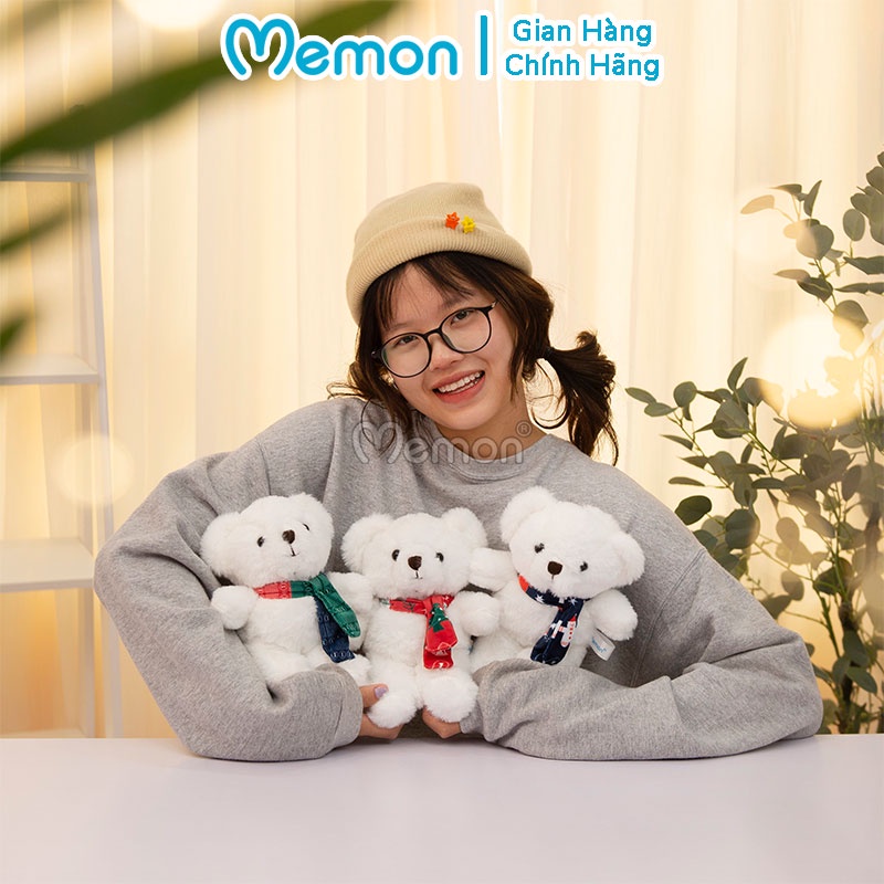 Gấu Bông Teddy Trắng Quàng Khăn Giáng Sinh Cao Cấp Memon