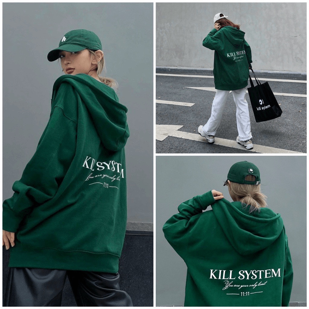 NGẬP TRÀN ƯU ĐÃI CHO CÁC KHÁCH HÀNG NHANH TAY-ÁO NỈ KHỒN MŨ CÓ DÂY KÉO IN CHỮ CỰC NỔI BẬT MÀU XANH ĐI CHƠI DẠO PHỐ CN SH