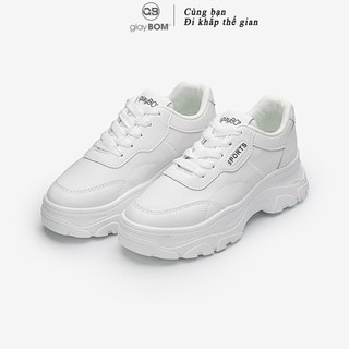 [Mã WABRMH99 giảm 12% đơn 99K]Giày Thể Thao Nữ giayBOM Trơn Màu Đế Cao 4 cm Full Da B963