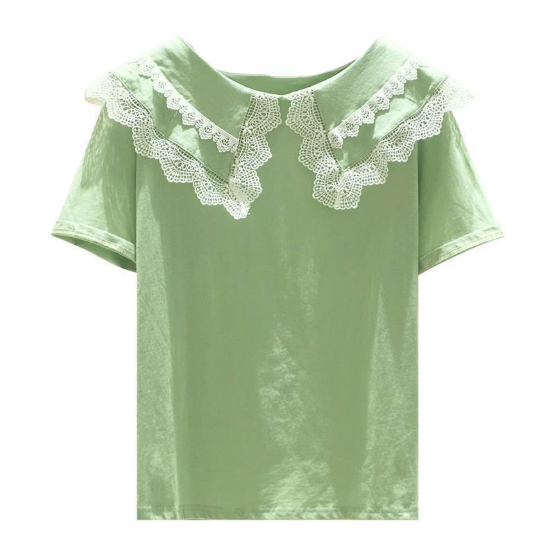 Áo IQ Angel tay ngắn cổ phối ren dễ thương cho bé gái