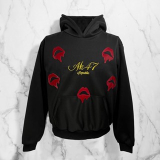 Áo khoác nỉ bông Angels’ Kisses - Angels’ Kisses Hoodie da bò ý nhuộm màu son môi