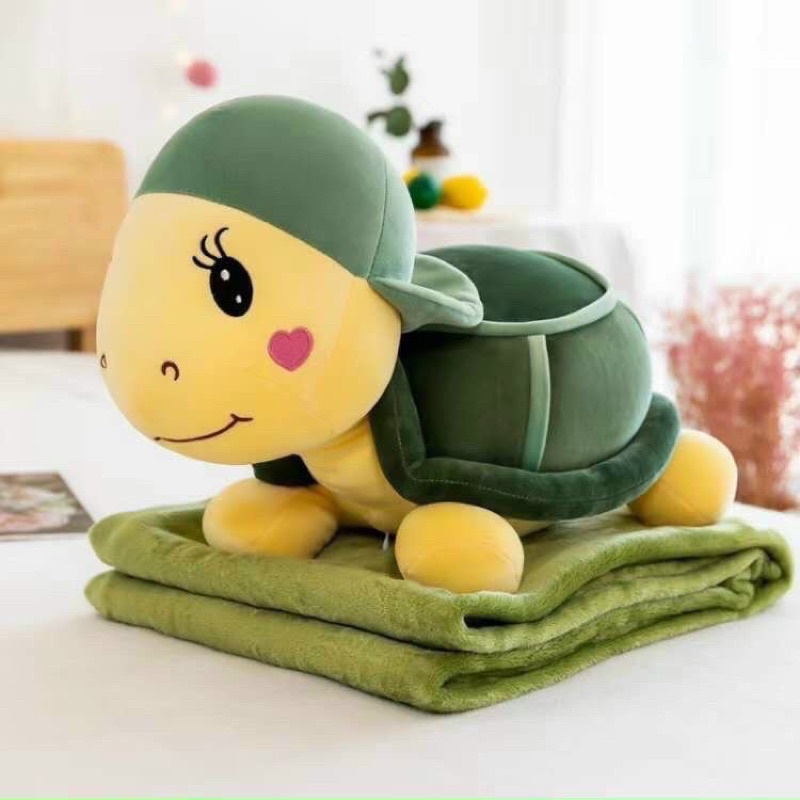 Gấu bông rùa con kèm mền 2 in 1. Nói xem ai mới đáng yêu? Emmm