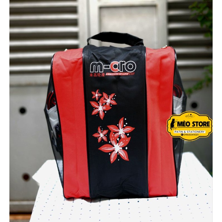 Túi đựng giày patin có 3 ngăn: ĐỰNG GIÀY PATIN + BẢO HỘ CHÂN TAY + MŨ PATIN và các đồ dùng cá nhân khác