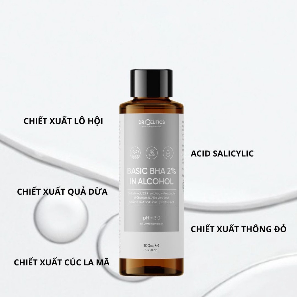 Dung Dịch Loại Bỏ Tế Bào Chết DrCeutics Basic BHA 2% In Alcohol 100ml - Nền Cồn (NEW)