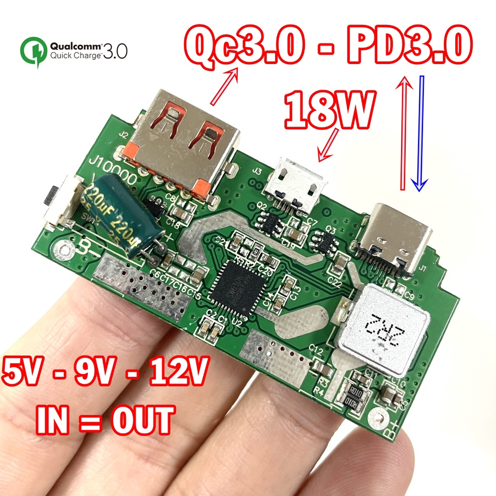 Mạch sạc dự phòng sạc nhanh QC3.0 PD 3.0 18W - SW6106 mới