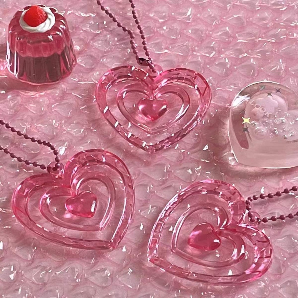 Móc Khóa Dây Bi Hình Trái Tim Nhựa Y2K Quà Tặng Sinh Nhật, Làm Đồ Handmade DIY