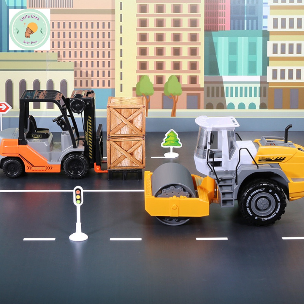 Đồ chơi mô hình xe lu hợp kim, nhựa an toàn cho bé