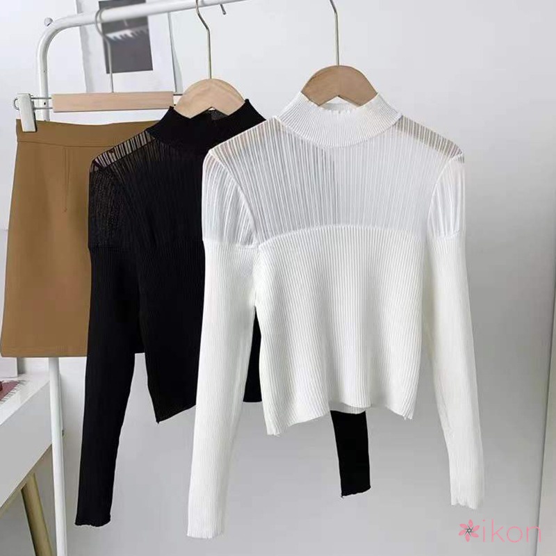 Áo Dệt Kim Nữ Cổ Lọ Dáng Ôm Gợi Cảm