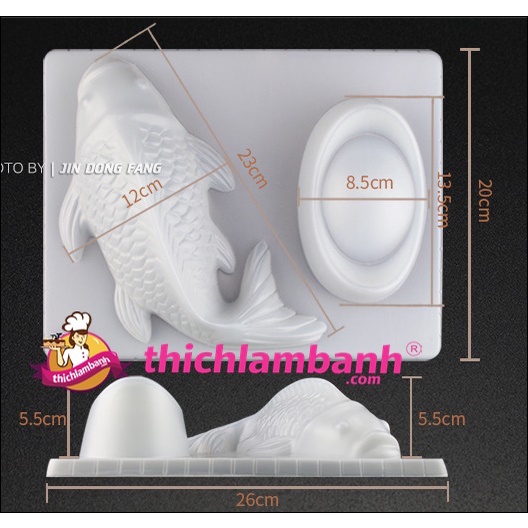 Khuôn Nhựa Trắng Rau Câu Đôi Cá Chép Thỏi Vàng