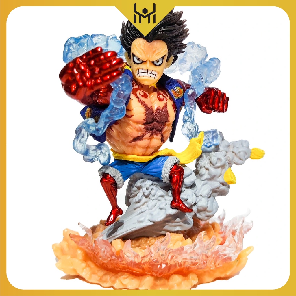 Mô Hình One Piece Luffy, Luffy Gear 4 ở trạng thái chiến đấu, cao 13cm, nặng 350 gram, có hộp màu