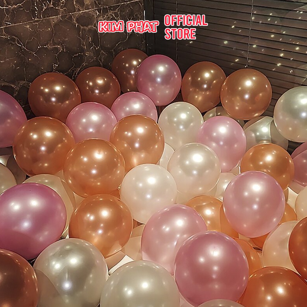 Set 100 Bóng Bay Cao Su 10 inch Hình Tròn Happy Ballons Trang Trí Tiệc Cưới Sinh Nhật