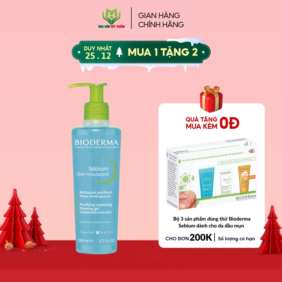 Gel Rửa Mặt Tạo Bọt Dành cho da dầu Bioderma Sebium Gel Moussant 100ml-200ml