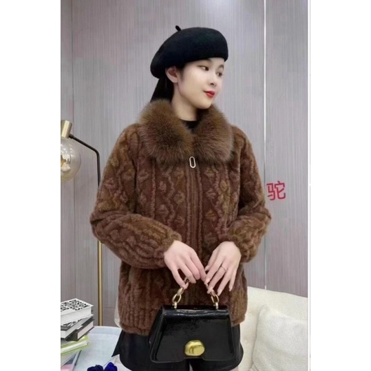 ÁO KHOÁC LEN Tuyết, cổ lông chồn hàng siêu cấp, shop chuyên sỉ