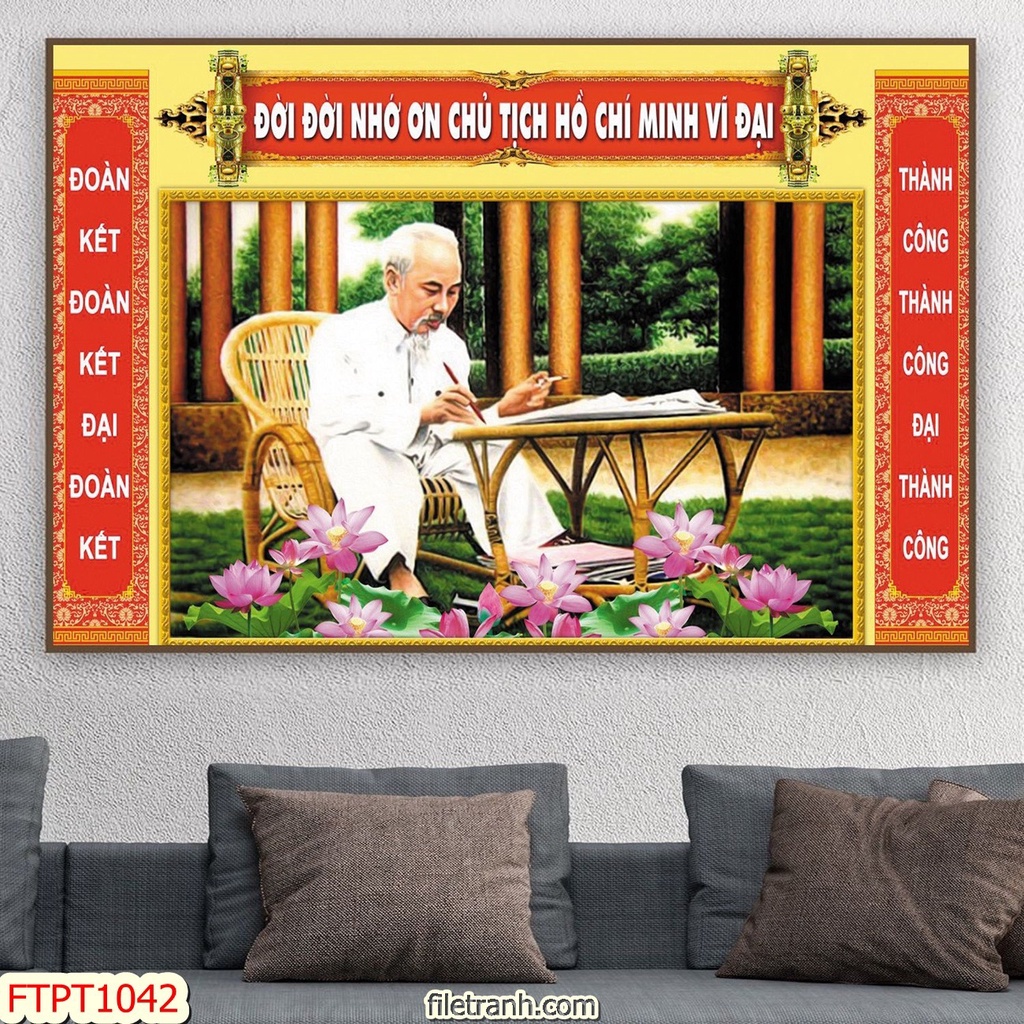 Tranh Treo Tường Ảnh Bác Hồ Kính Yêu - Bác Giáp /Treo Phòng Khách/Làm Việc/ Tranh Tráng Gương Bóng Đẹp