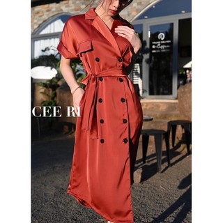 CEE RI - Váy lụa cao cấp cổ vest kèm dây thắt eo ( Ảnh Thật - Chính Chủ )