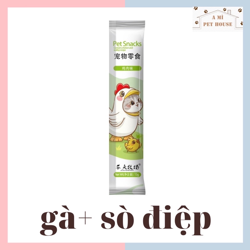 Súp thưởng PET SNACK CHIBI cho mèo 3 vị 15g/thanh