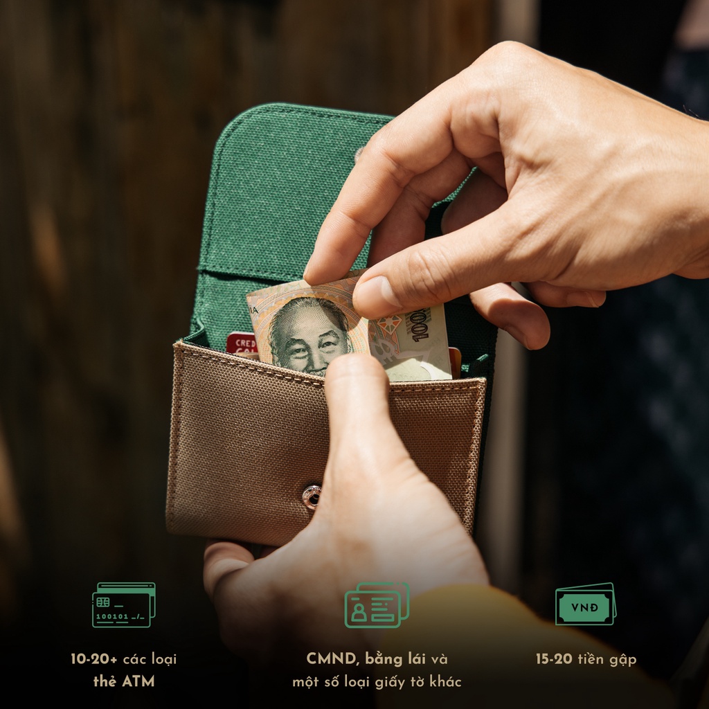 Ví Vải Nam Nắp Gập Màu Trơn Reckless - Claire Wallet - Vải Polyester Canvas Kháng Nước