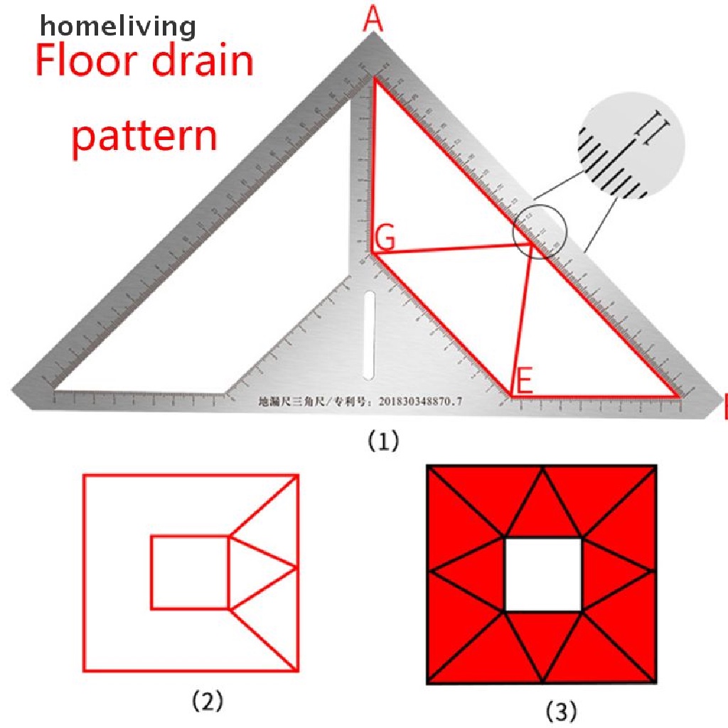 Thước Inox Dày Hình Tam Giác Đo Cống Thoát Nước Sàn Nhà