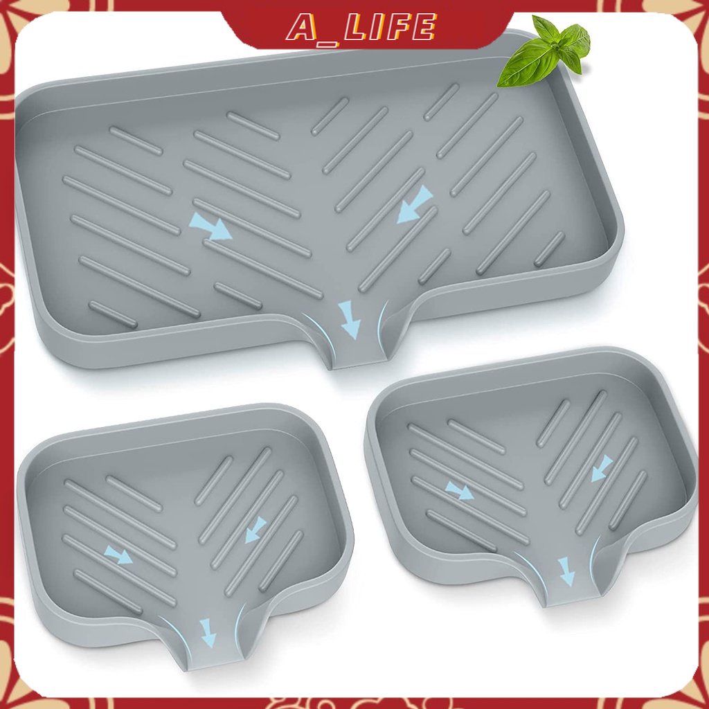 A-LIFE Khay Silicone Đựng Xà Phòng / Miếng Bọt Biển Rửa Chén Để Bồn Rửa Nhà Bếp / Quầy Bar