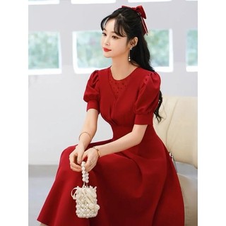 [CAO CẤP] Đầm Xòe Đỏ Dự Tiệc Siêu Xinh Phối Lưới Tay Phông Xêp Ly Cách Điệu dây kéo sau