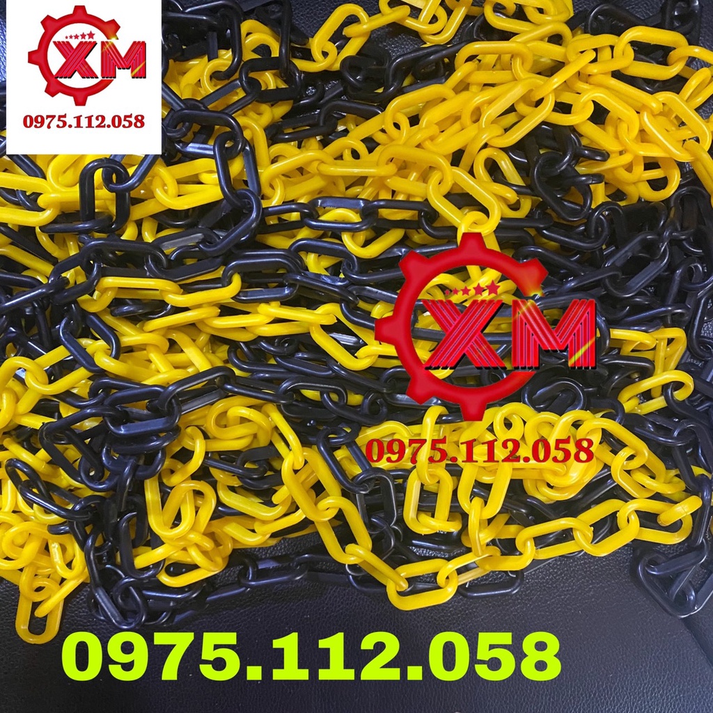 Dây xích nhựa trắng đỏ phi 6 dài 25m