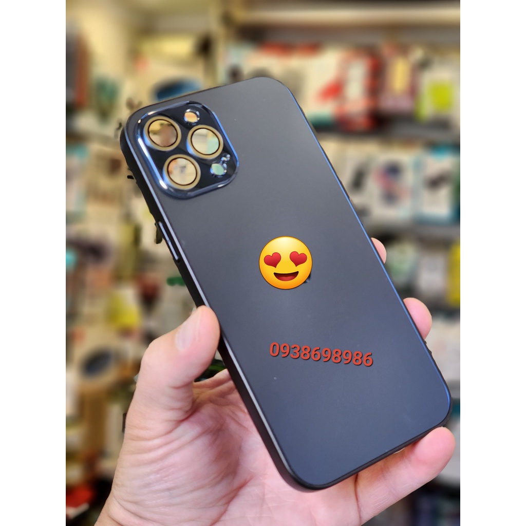 Ốp lưng độ iPhone 14 Pro Max cho iPhone 12 Pro max, 13 Pro max, 14 Pro lưng kính nhám bảo vệ cụm camera siêu đẹp