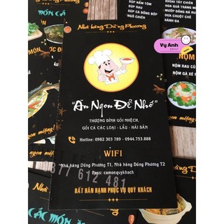 Menu A5, A4 đã ép plastic