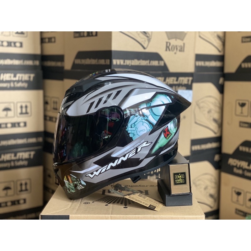 MŨ FULLFACE 2 KÍNH TEM WINNER CHÍNH HÃNG ROYAL ,KÈM TÚI ĐỰNG VÀ BH 12 tháng